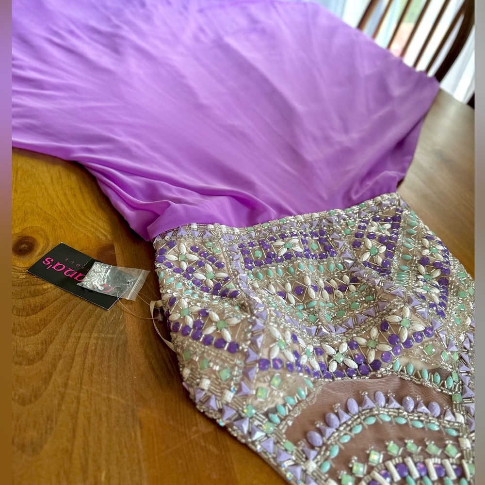 Purple Orchid Beaded Halter Maxi Gown Dave & Johnny Formal Dress 1/2 - Picture 6 of 11
